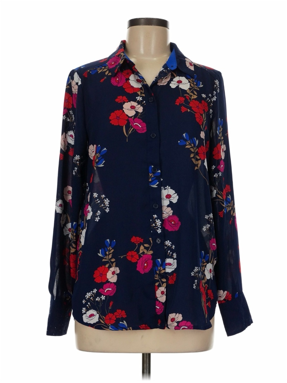 POPSUGAR Navy Floral Button-Down Shirt
